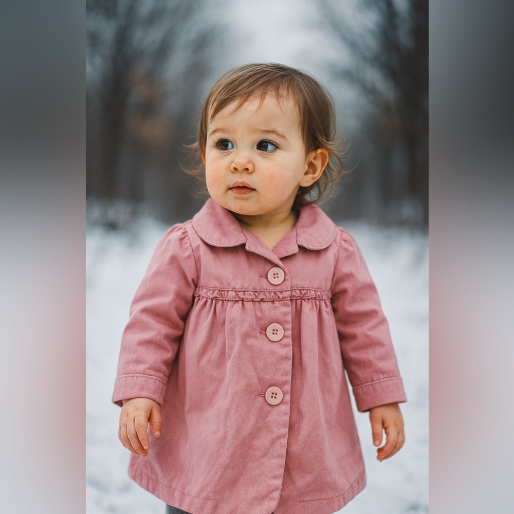 Jillian’s Closet Toddler Pink sz 18M Trench Coat Button Closure Bow On Back